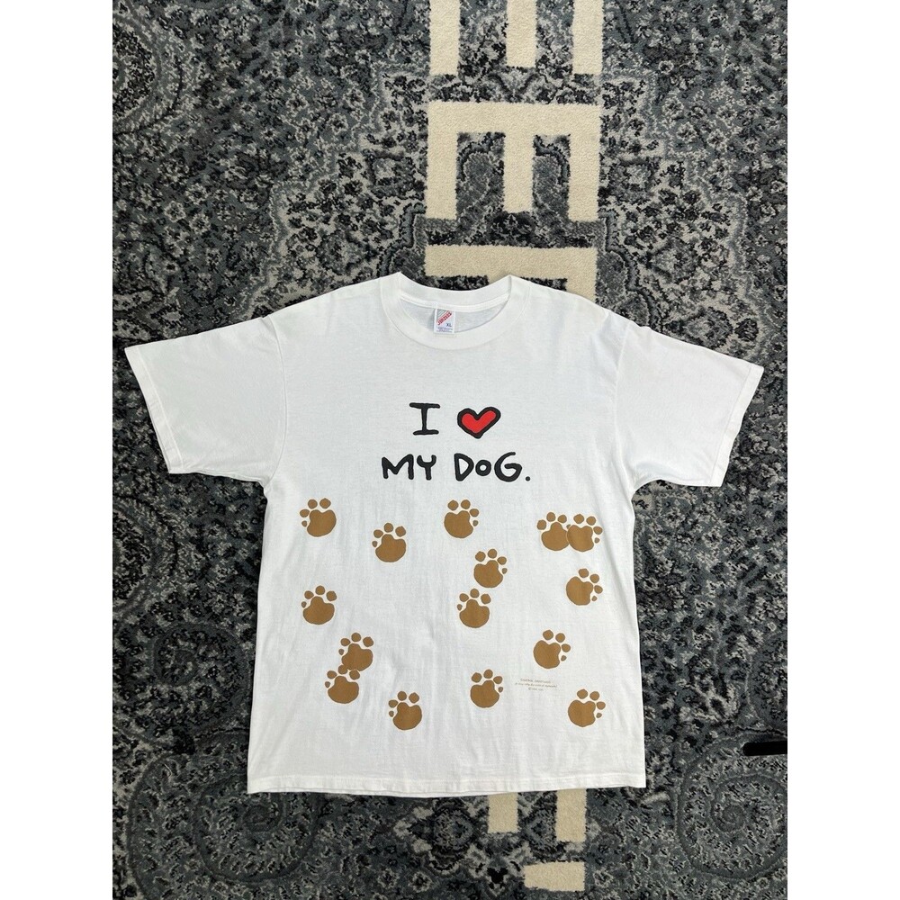 Vtg 90s I love My Dog Shirt X-L Shoe Box Greetings Hallmark Single Stitch Whit